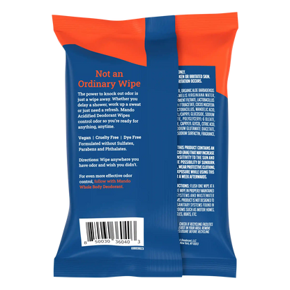 15CT Wipes | Acidified Deodorant Wipes